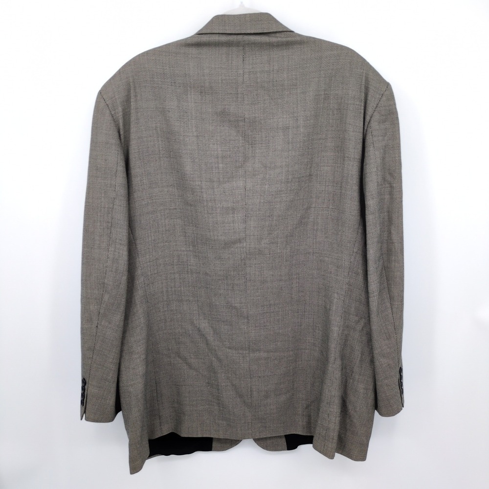 Oscar de la Renta Men's 100% Wool Grey Herringbone 2-Button Blazer Jacket 48L - Picture 2 of 12